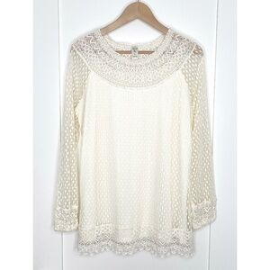 Lace Tunic Top in Cream by Belle Bird